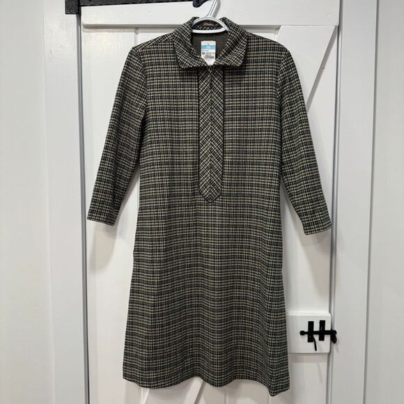 J. McLaughlin Dresses & Skirts - J Mclaughlin Makayla Dress XS Houndstooth Jacquard 3/4 Sleeve Collar 1/2 Zip NWT